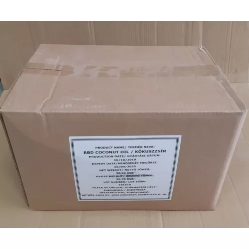 Kókuszolaj 20kg lédig RBD Coconut Oil Finomított, fehérített, szagtalanított