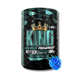   Real Pharm King Free - Stimulánsmentes edzés előtti italpor - kékmálna - 500g