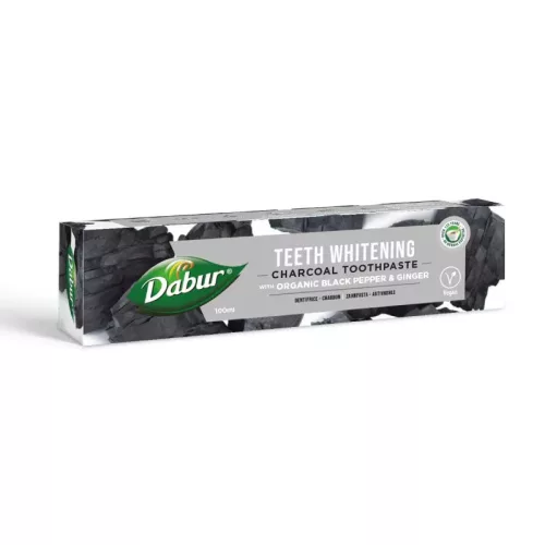 Dabur Teeth Whitening Charcoal fogkrém 100ml fluormentes, organikus