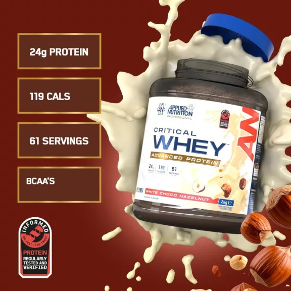 Applied Critical Whey Protein - Tejsavófehérje mátrix - mogyorós csoki - 2000g Applied Critical Whey Protein - Tejsavófehérje mátrix - mogyorós csoki - 2000g