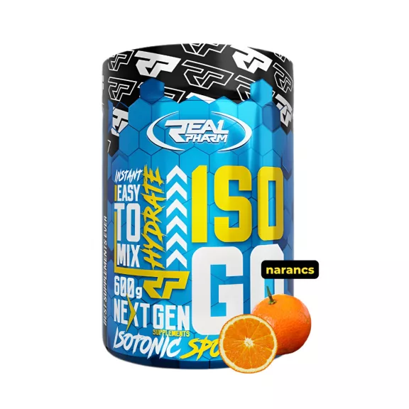 Real Pharm Iso Go izotóniás italpor - narancs íz - 600g Real Pharm Iso Go izotóniás italpor - narancs íz - 600g