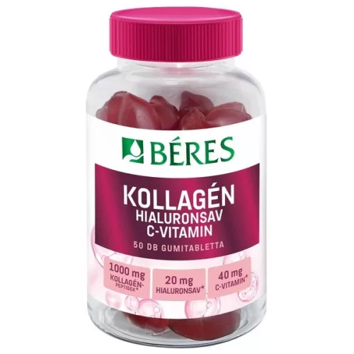 Béres Kollagén, Hialuronsav, C-vitamin 50db cukormentes gumitabletta