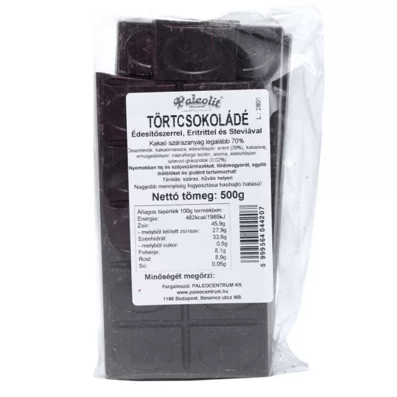 Paleolit Étcsokoládé eritrittel 500g lédig Paleolit Étcsokoládé eritrittel 500g lédig