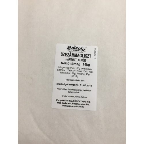 Paleolit Szezámmag préselvény liszt 25kg hántolt, fehér lédig