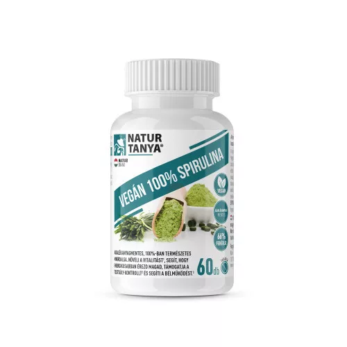 Natur Tanya® Vegán 100% Spirulina 500mg 60 tabletta, adalékanyagmentes mikroalga