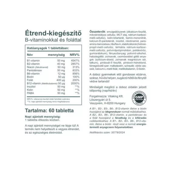 Vitaking Mega B-50 (60) tabletta