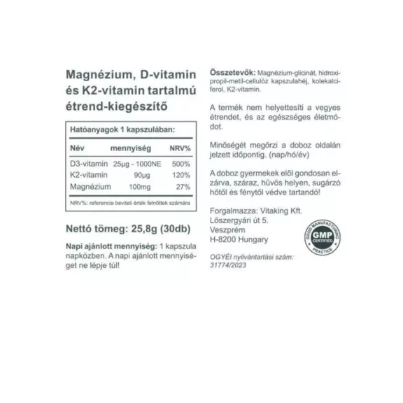 Vitaking MagneTrio [Mg+K2+D3] (30) kaps