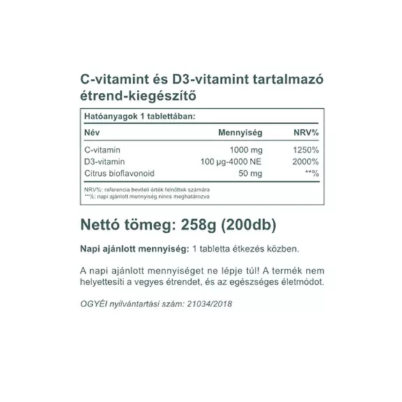 Vitaking C-1000 + D-4000 komplex (200) tabletta