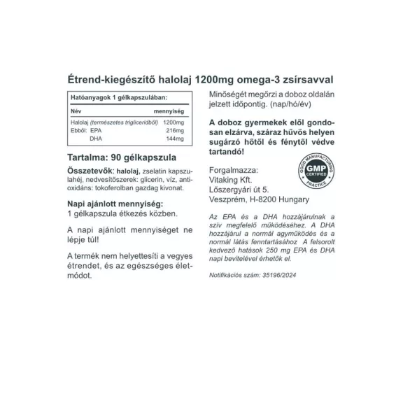 Vitaking Omega-3 1200mg (90) lágykapszula