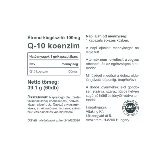 Vitaking Q-10 Coenzym 100mg (60) lágykapszula