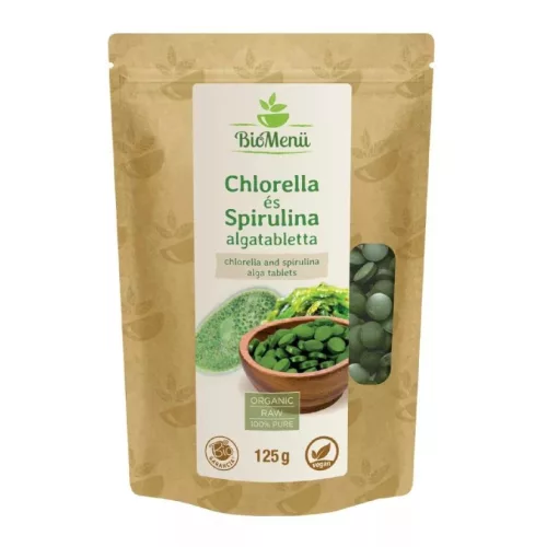 BioMenü BIO Chlorella és spirulina alga tabletta 125g