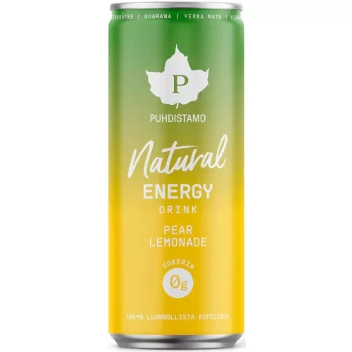 Puhdistamo Natural energy 330ml körte- limonádé ízű természetes energiaital DRS