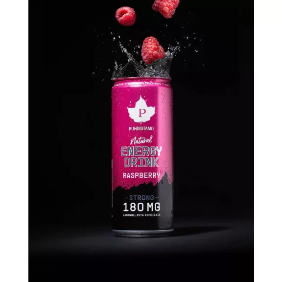 Puhdistamo Natural energy 330ml málna ízű természetes energiaital DRS Puhdistamo Natural energy 330ml málna ízű természetes energiaital DRS