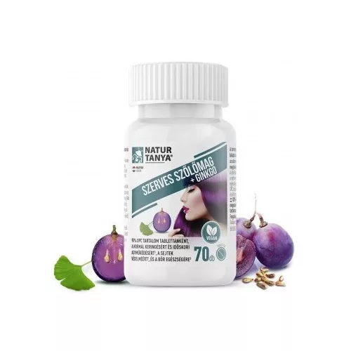 Natur Tanya® Szerves Szőlőmag + Ginkgo 70db tabletta 95 OPC