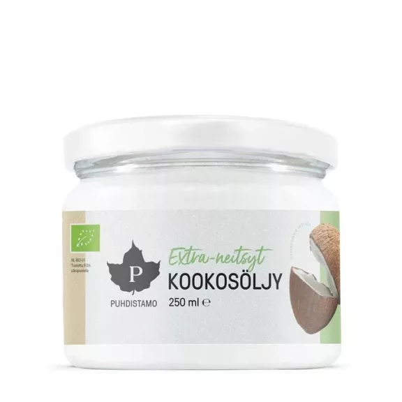 Puhdistamo Extra-neitsyt kookosöljy 250 ml extra szűz bio kókuszolaj Puhdistamo Extra-neitsyt kookosöljy 250 ml extra szűz bio kókuszolaj
