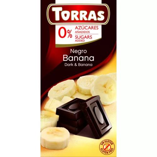 Torras Banános étcsokoládé maltitollal 75g