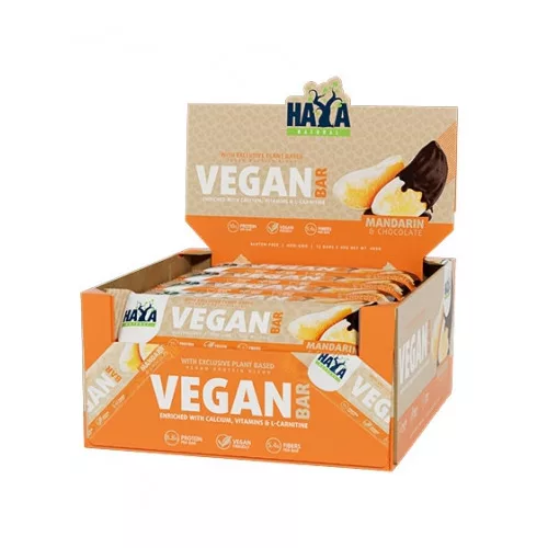 Haya Labs Vegán Protein szelet - Mandarin-csoki íz - 12x40gr