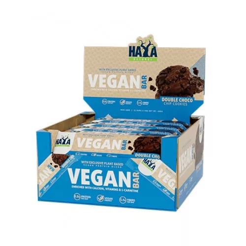 Haya Labs Vegán Protein szelet - Keksz-dupla csoki - 12x40gr