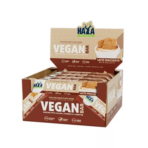 Haya Labs Vegán Protein szelet - Latte Macchiato kekszel - 12x40gr