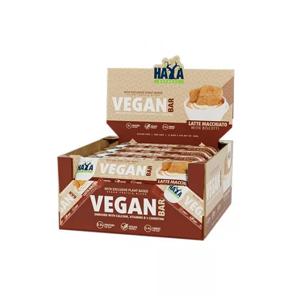 Haya Labs Vegán Protein szelet - Latte Macchiato kekszel - 12x40gr Haya Labs Vegán Protein szelet - Latte Macchiato kekszel - 12x40gr