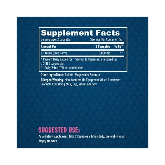 Haya Labs L-Prolin - Ízület- és kötőszövet támogató aminósav (1000mg) -100 kapszula Haya Labs L-Prolin - Ízület- és kötőszövet támogató aminósav (1000mg) -100 kapszula