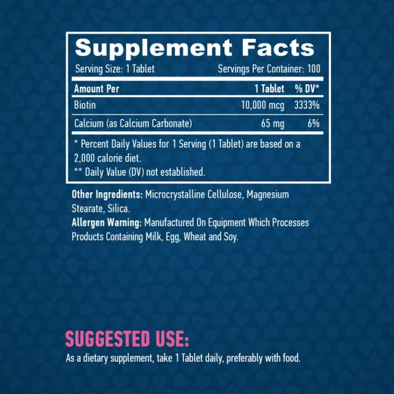 Haya Labs Biotin - Haj, bőr és köröm vitamin (10 000 mcg.) - 100 tabletta Haya Labs Biotin - Haj, bőr és köröm vitamin (10 000 mcg.) - 100 tabletta