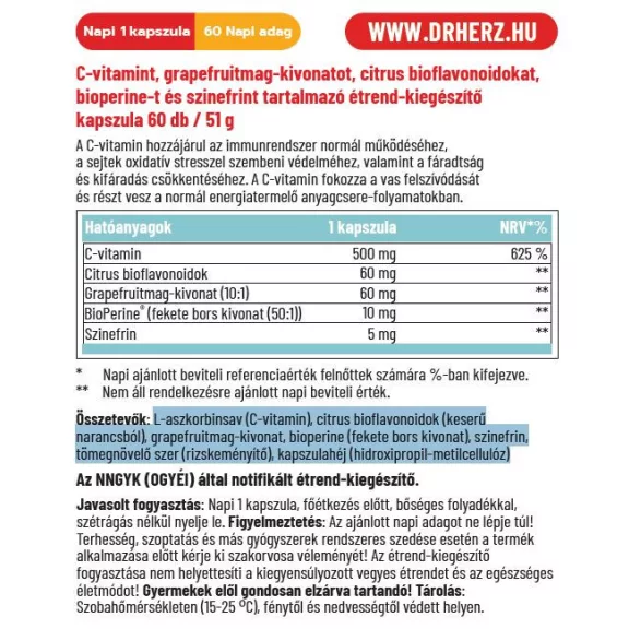DR Herz Grapefruitmag Plus kivonat 60 db KAPSZULA DR Herz Grapefruitmag Plus kivonat 60 db KAPSZULA