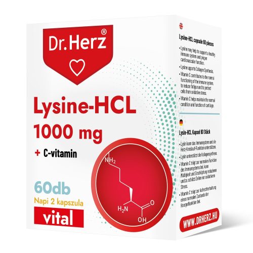 Dr Herz Lysine-HCL + C-vitamin 60 db kapszula doboz  