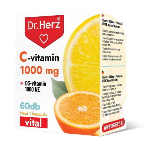 Dr Herz C-vitamin 1000 mg + D3-vitamin 1000 NE kapszula 60 db DOBOZOS