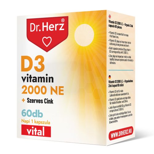 Dr Herz D3-vitamin 2000 NE+Szerves Cink kapszula 60 db DOBOZOS