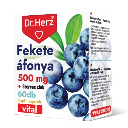Dr Herz Fekete Áfonya 500 mg + Szerves Cink kapszula 60 db DOBOZOS