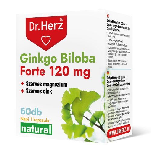 Dr Herz Ginkgo Biloba Forte 120 mg + Szerves Magnézium + Szerves Cink kapszula 60db DOBOZOS