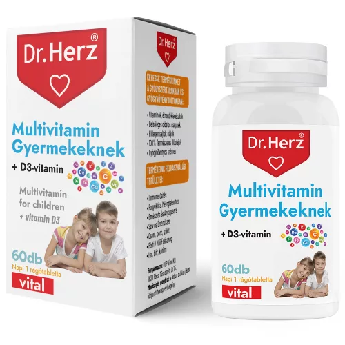 Dr Herz Multivitamin Gyerekeknek+D3 rágótabletta 60db 