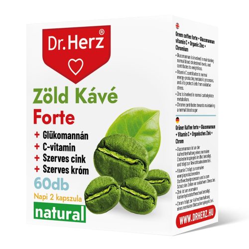 Dr Herz Zöld Kávé Forte + C-vitamin+Glükomannán kapszula 60 db DOBOZOS