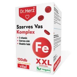   DR Herz Szerves Vas komplex+C-vitamin+Szerves Cink+Folát 120db kapszula XXL