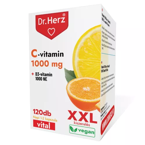 Dr Herz C-vitamin 1000 mg + D3-vitamin 1000 NE kapszula 120 db XXL