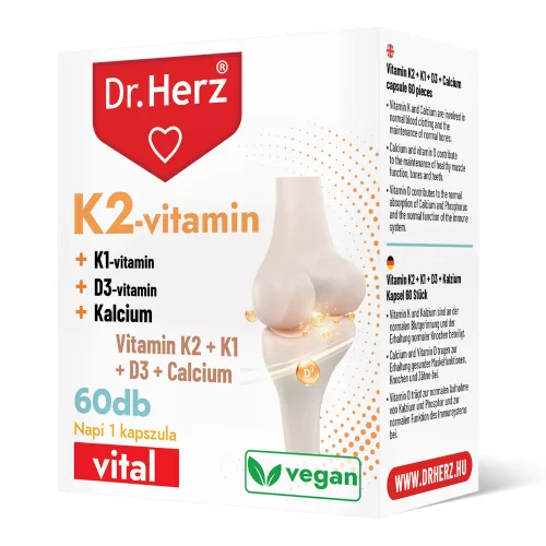 DR Herz K2-vitamin 150 mcg + K1 +D3 + Kalcium kapszula 60db